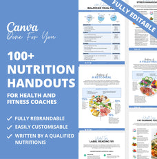 100 nutrition handouts, PLR digital Product