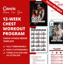 12-Week Chest Workout Program, PLR Digital Product, Canva Fitness Template