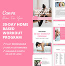 30-day Home-Based Workout Program, PLR Digital Product, Canva Templates