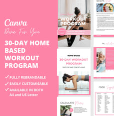 30-day Home-Based Workout Program, PLR Digital Product, Canva Templates
