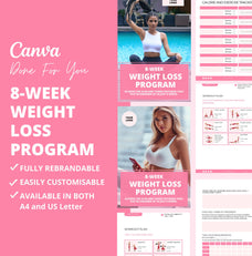 8-Week Weight Loss Program, PLR Digital Product, Canva Template