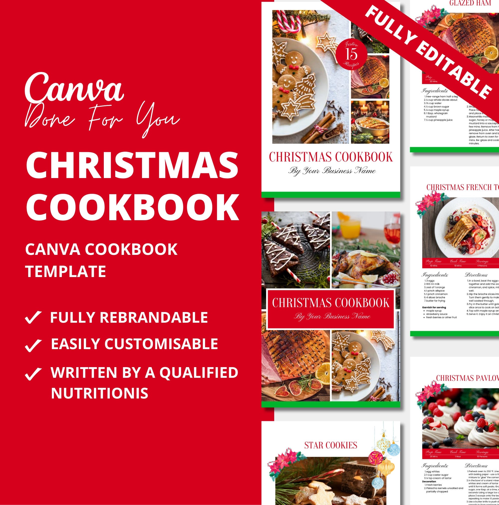 Christmas Cookbook Template, PLR Digital Product, Christmas Template