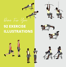 92 2D Exercise Illustrations in PNG format, Black African Male Character