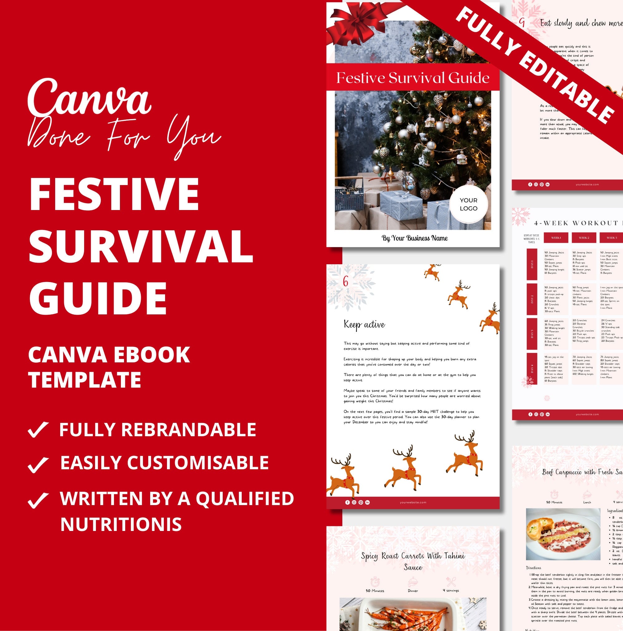 Festive Survival Guide, PLR Digital Product, Canva Christmas Template