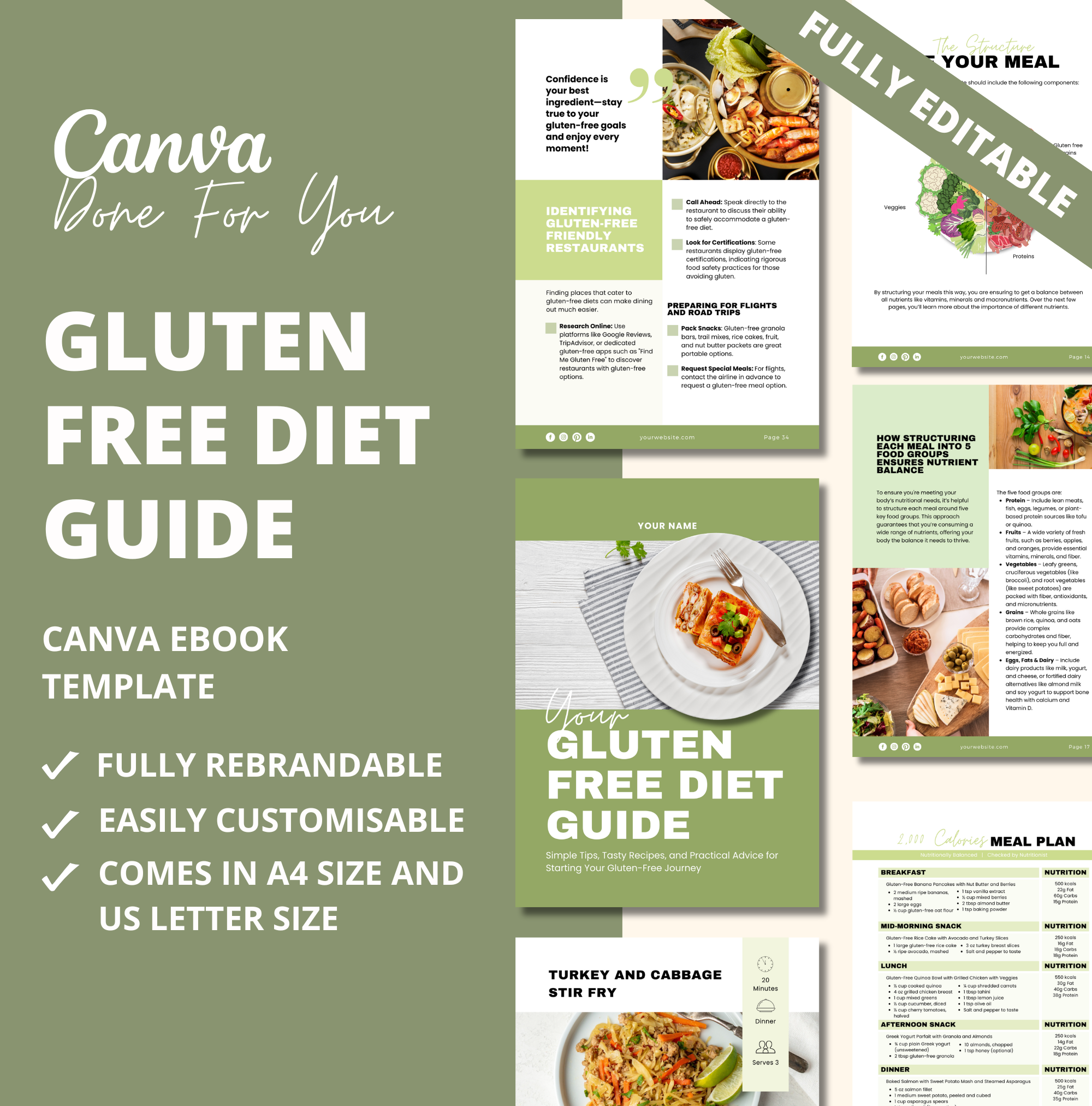 Gluten-Free Diet Guide, PLR Digital Product, Canva eBook Template