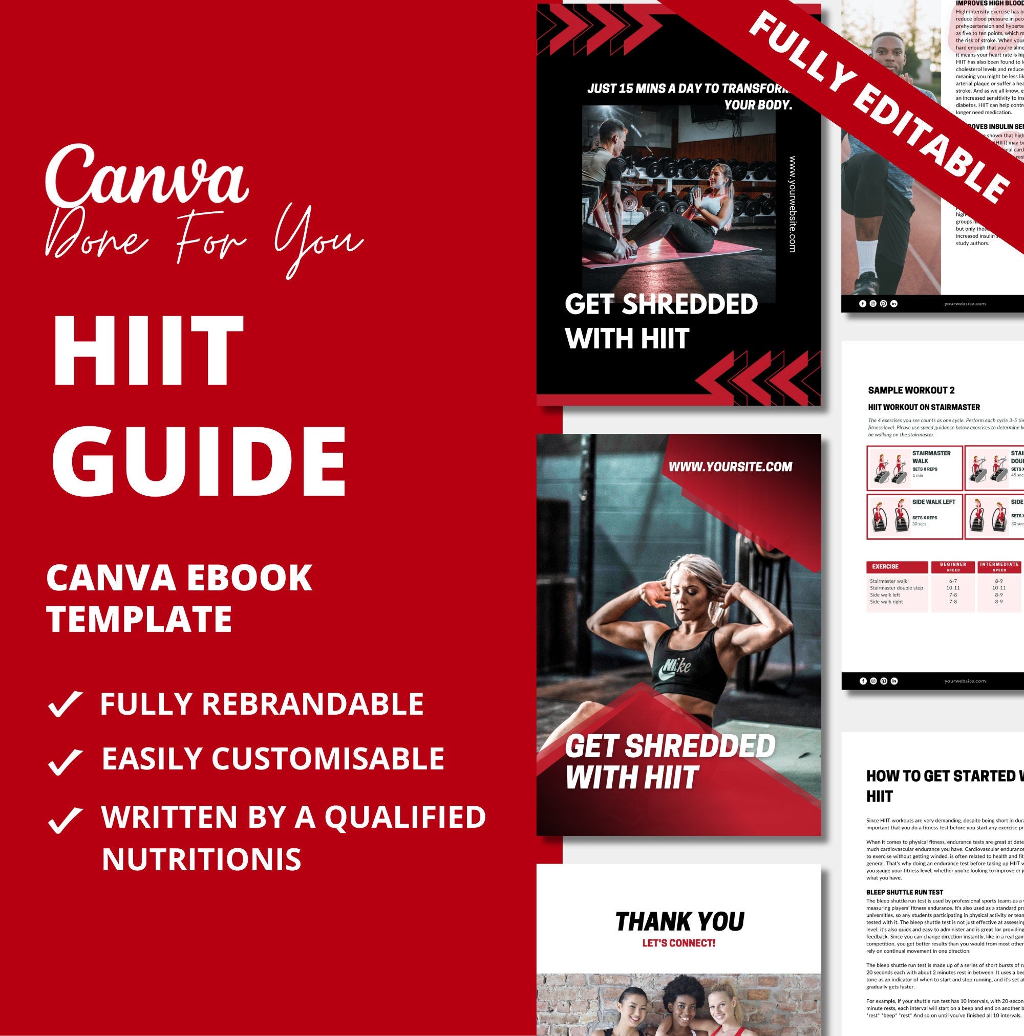 HIIT Guide, PLR Digital Product, Canva eBook Template