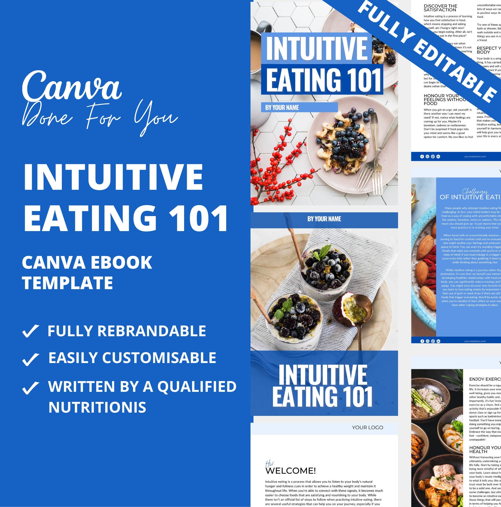 Intuitive Eating 101, PLR Digital Product, Canva eBook Template