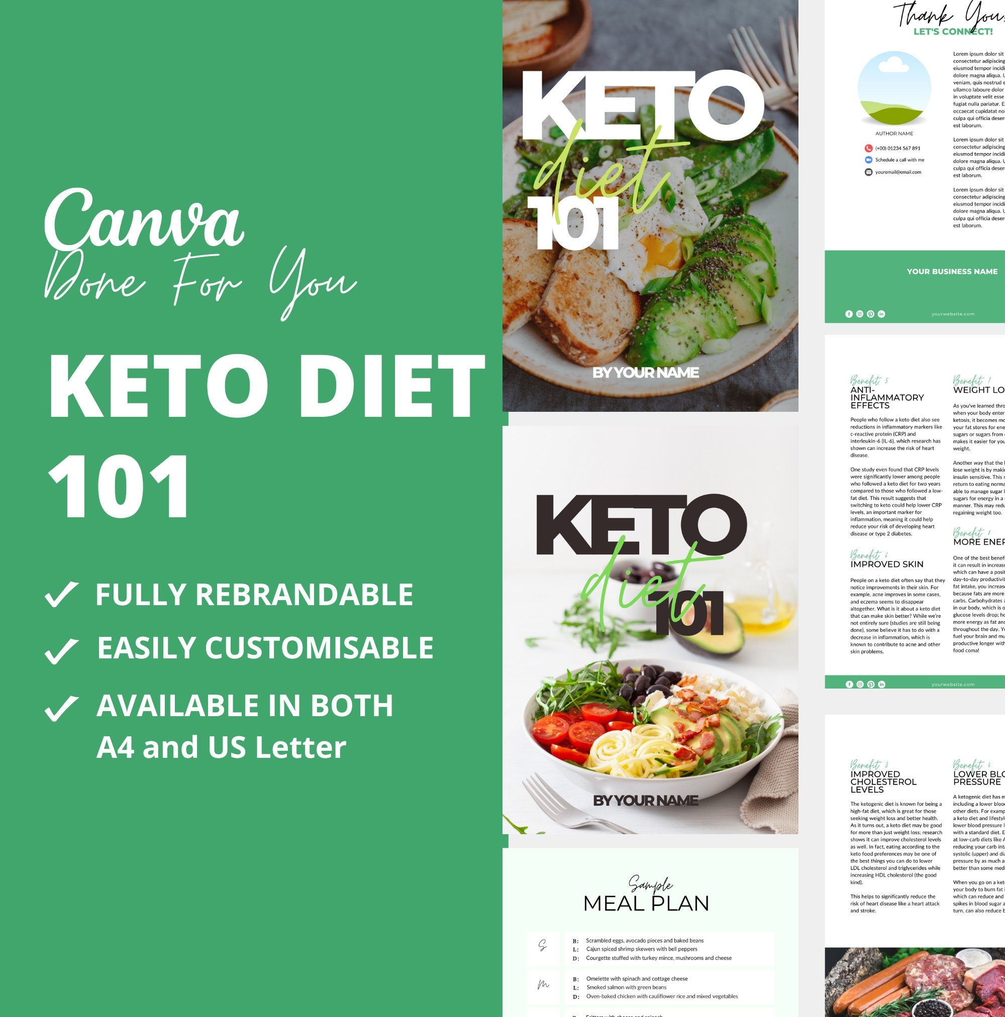Keto Diet 101, PLR Digital Product, Canva eBook Template