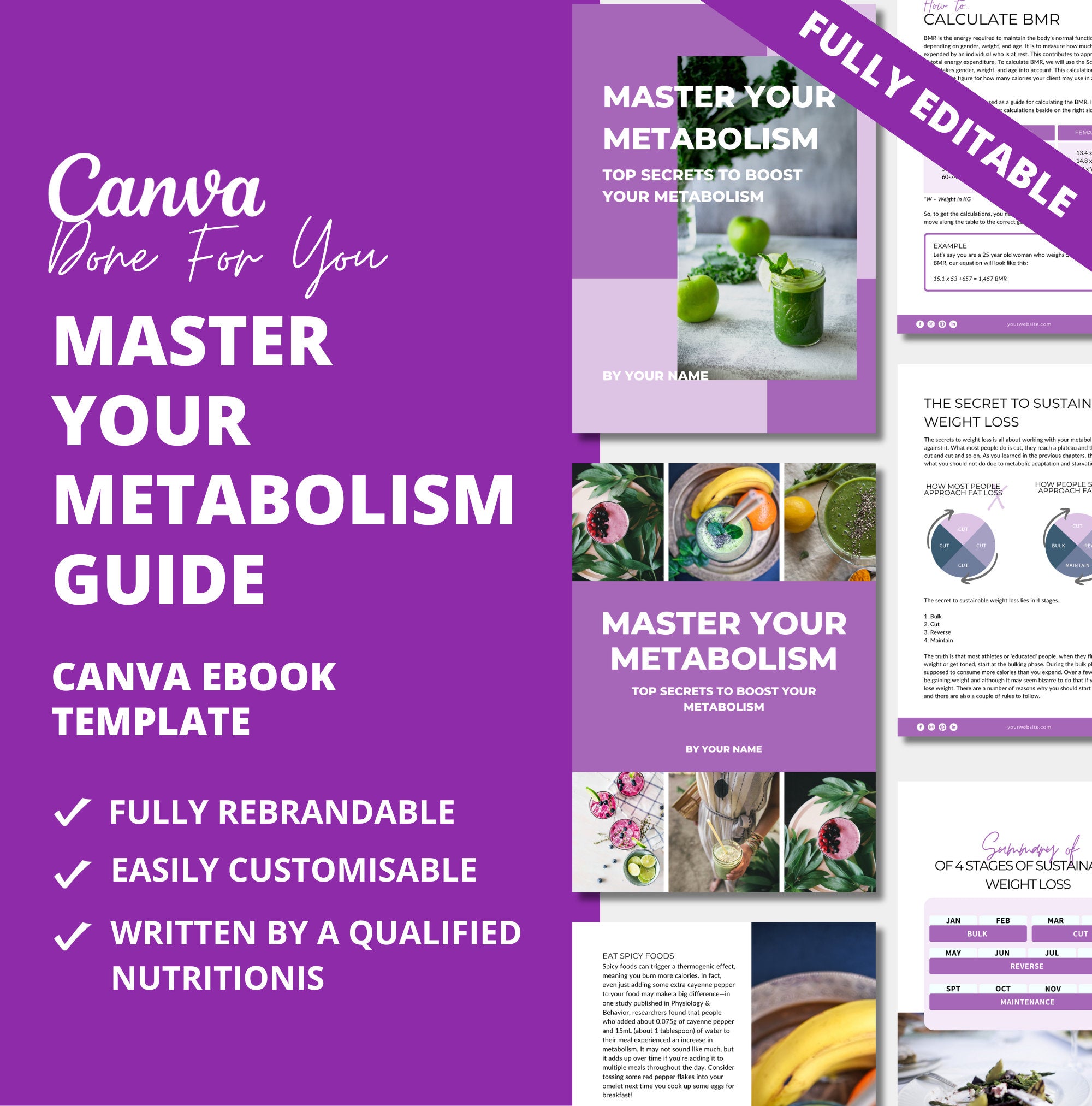 Metabolism Guide, PLR Digital Product, Canva eBook Template