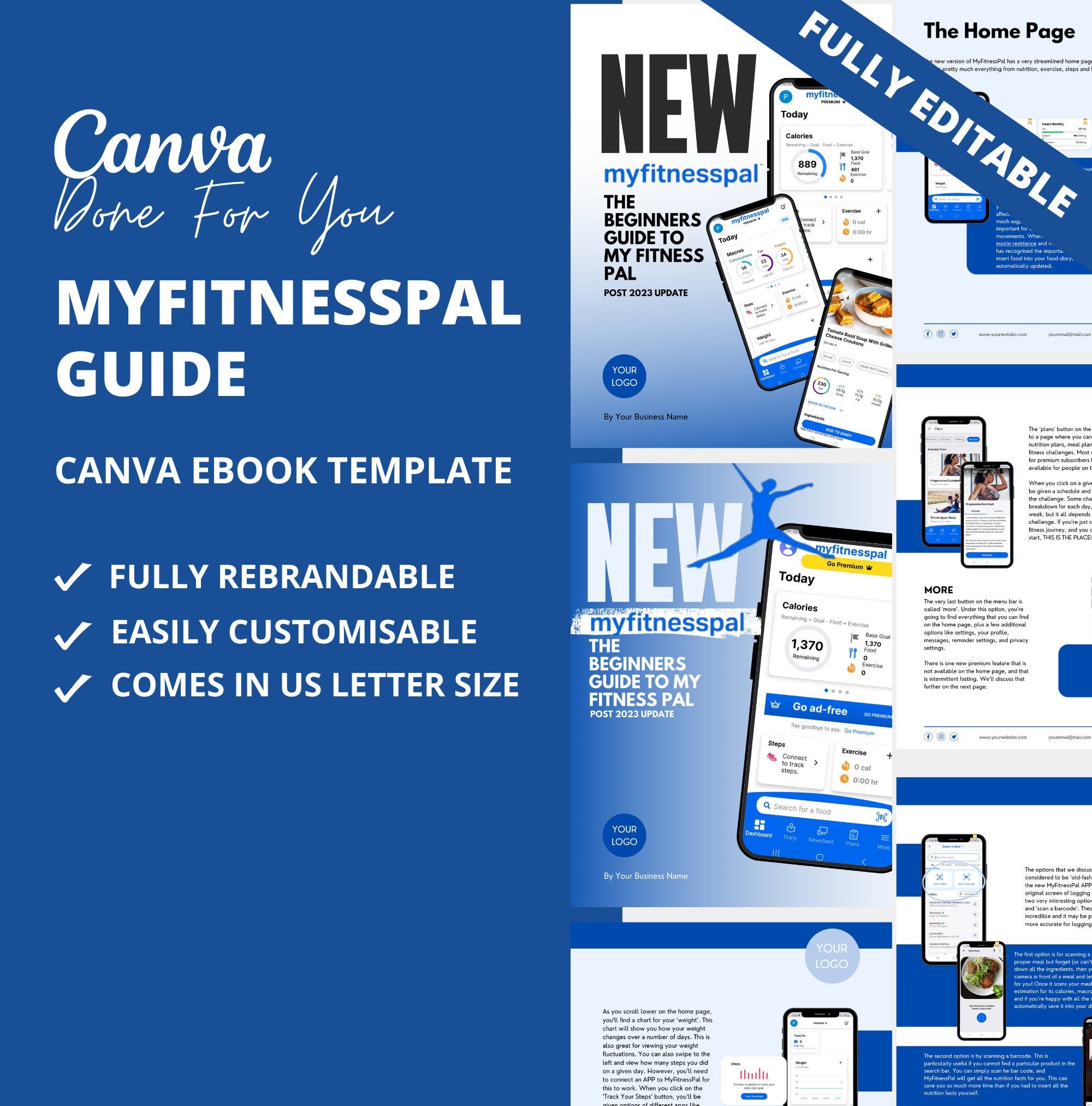 MyFitnessPal Guide, PLR Digital Product, Canva eBook Template