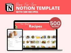 Notion Recipe Manager with 500 Ready-Made Recipes, Notion Template