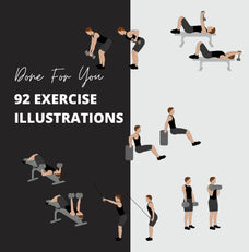 92 Exercise Illustrations in PNG format, 2D Exercise Illustrations