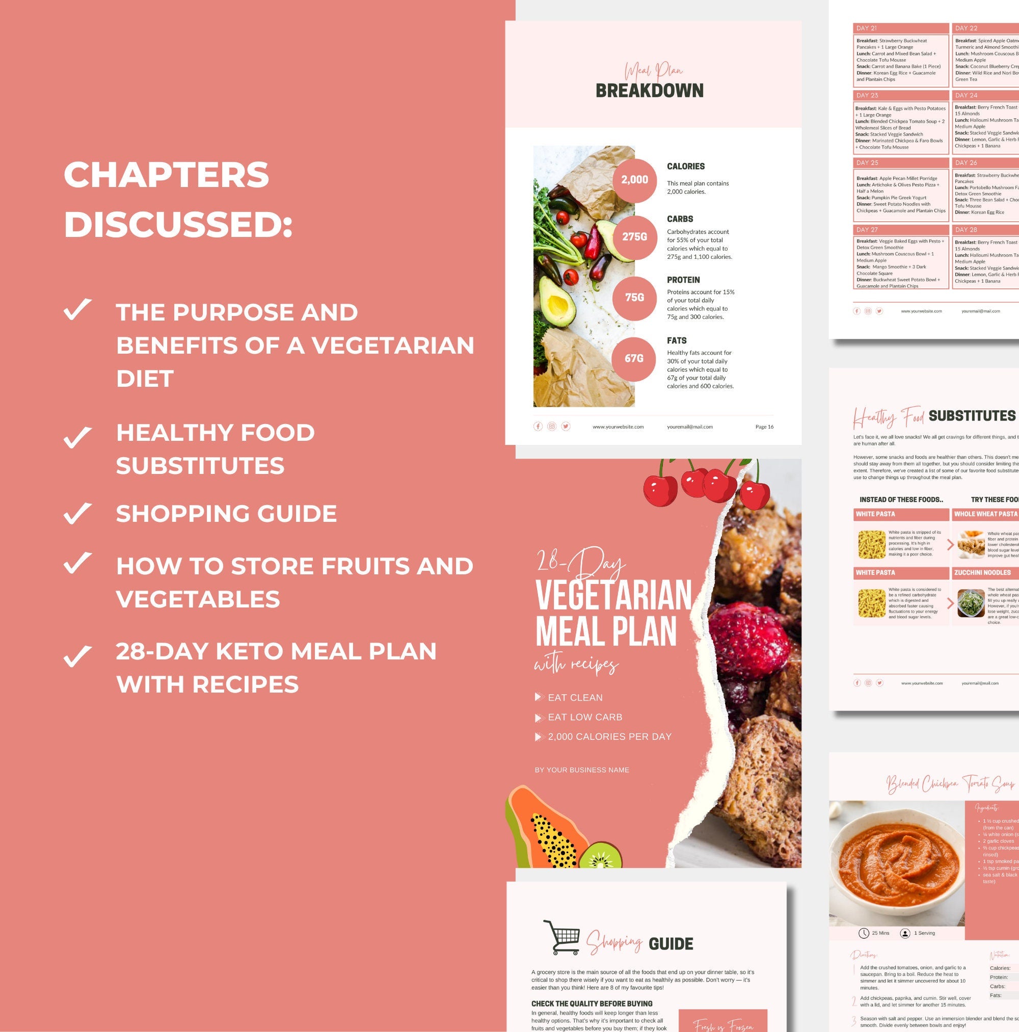 done-for-you chapters included with this vegetarian meal plan template