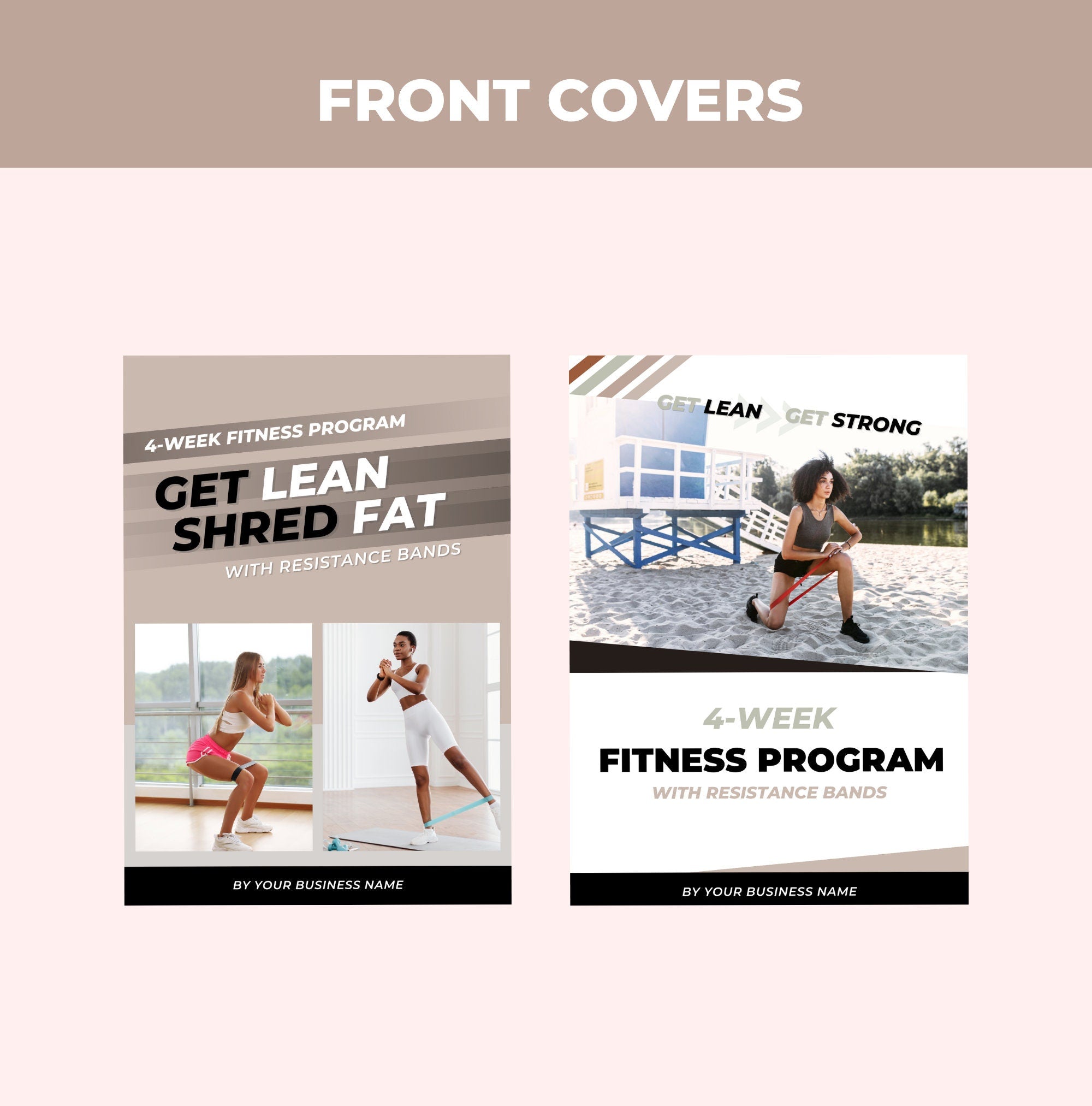front cover designs of this 4 week workout plan, PLR digital product