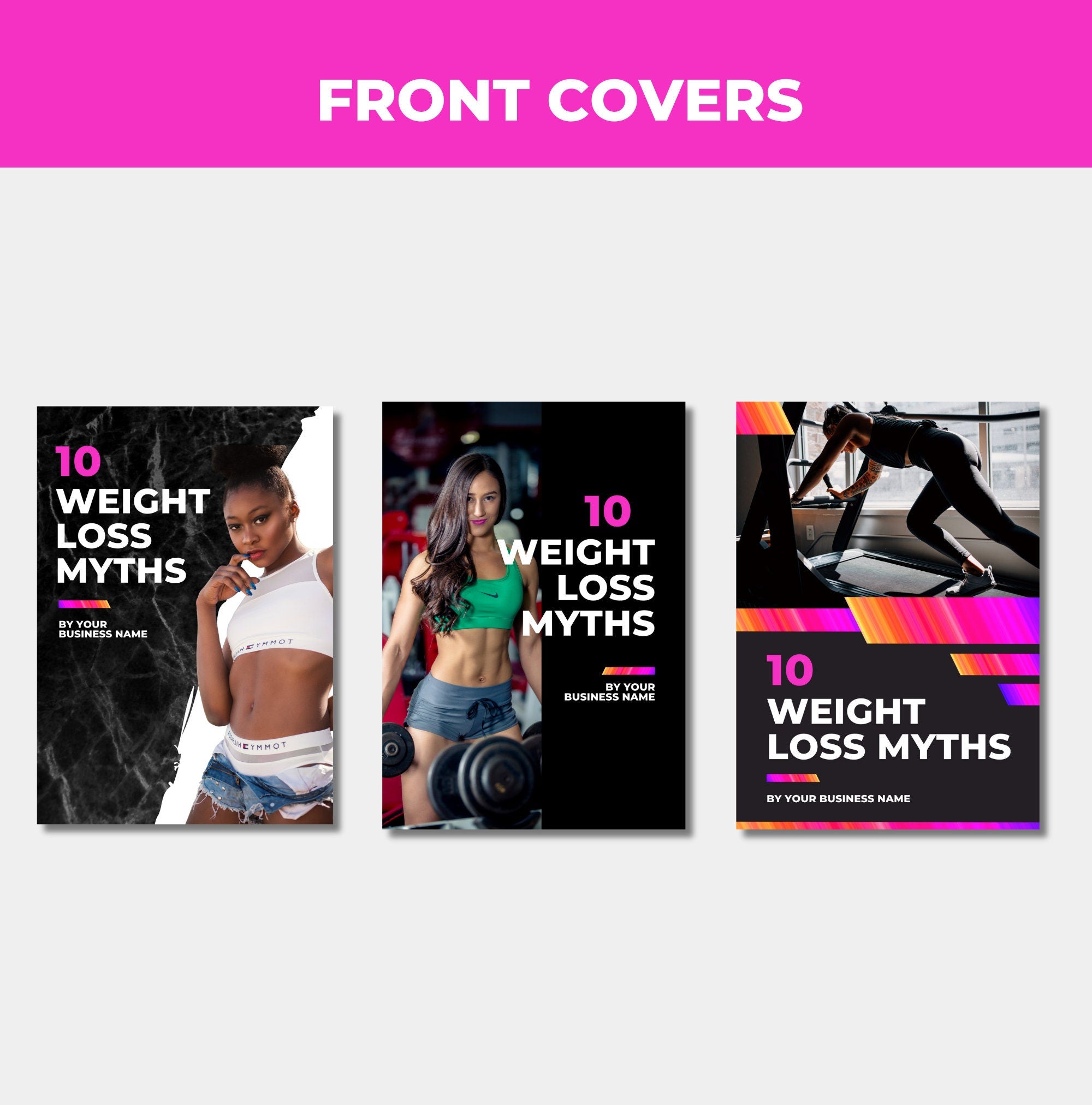front covers  in 10 weight loss myths, PLR digital product