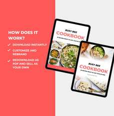 instructions on how to access this canva cookbook template, plr digital product