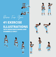 41 Exercise Illustrations in PNG, African American Character, Workout clipart