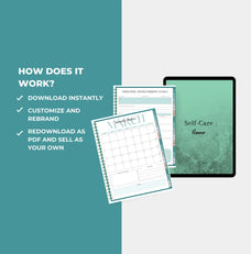 instructions on how to customize the self-care planner template, PLR digital product