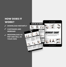 instructions for accessing the workout chart template, Canve eBook template, PLR digital product