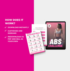 insturctions on how to access the abs workout program and customize on canva