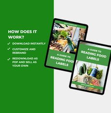 instructions on how to access this guide to reading food labels, canva eBook template, plr digital product