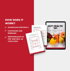 instructions on how to access this gut health 101 guide, canva eBook template, PLR digital product