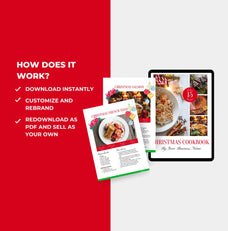 instructions o how to access this christmas cookbook template, plr digital product