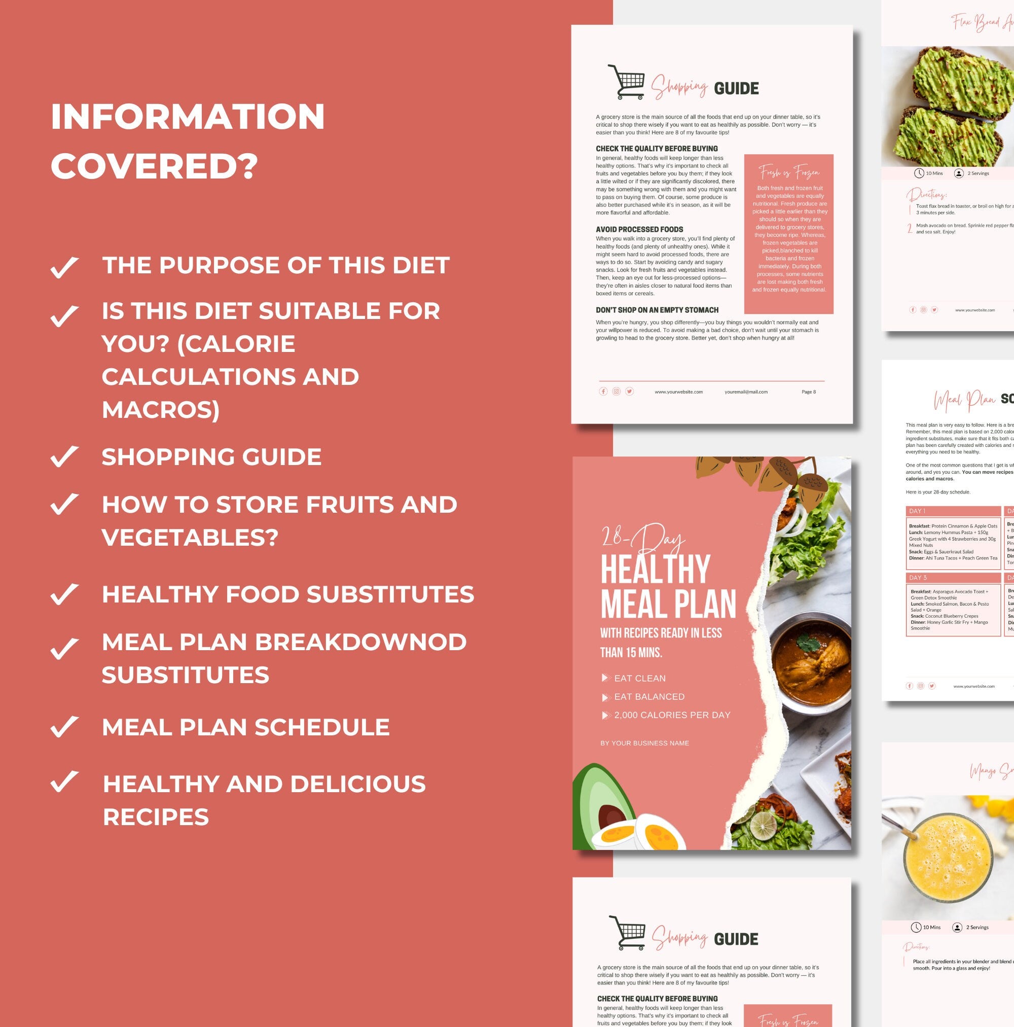 list of chapters found in this healthy meal plan template