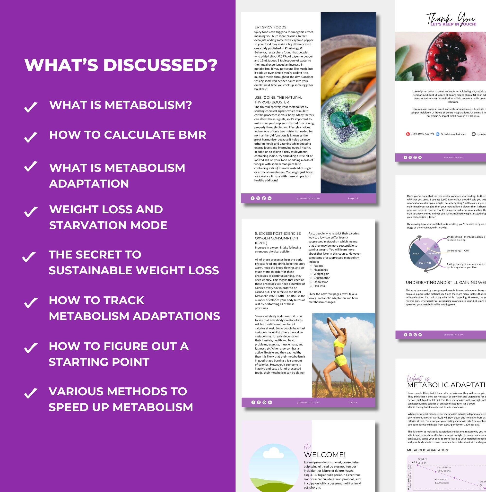 list of chapters included in this metabolism guide, canva eBook template, PLR digital product