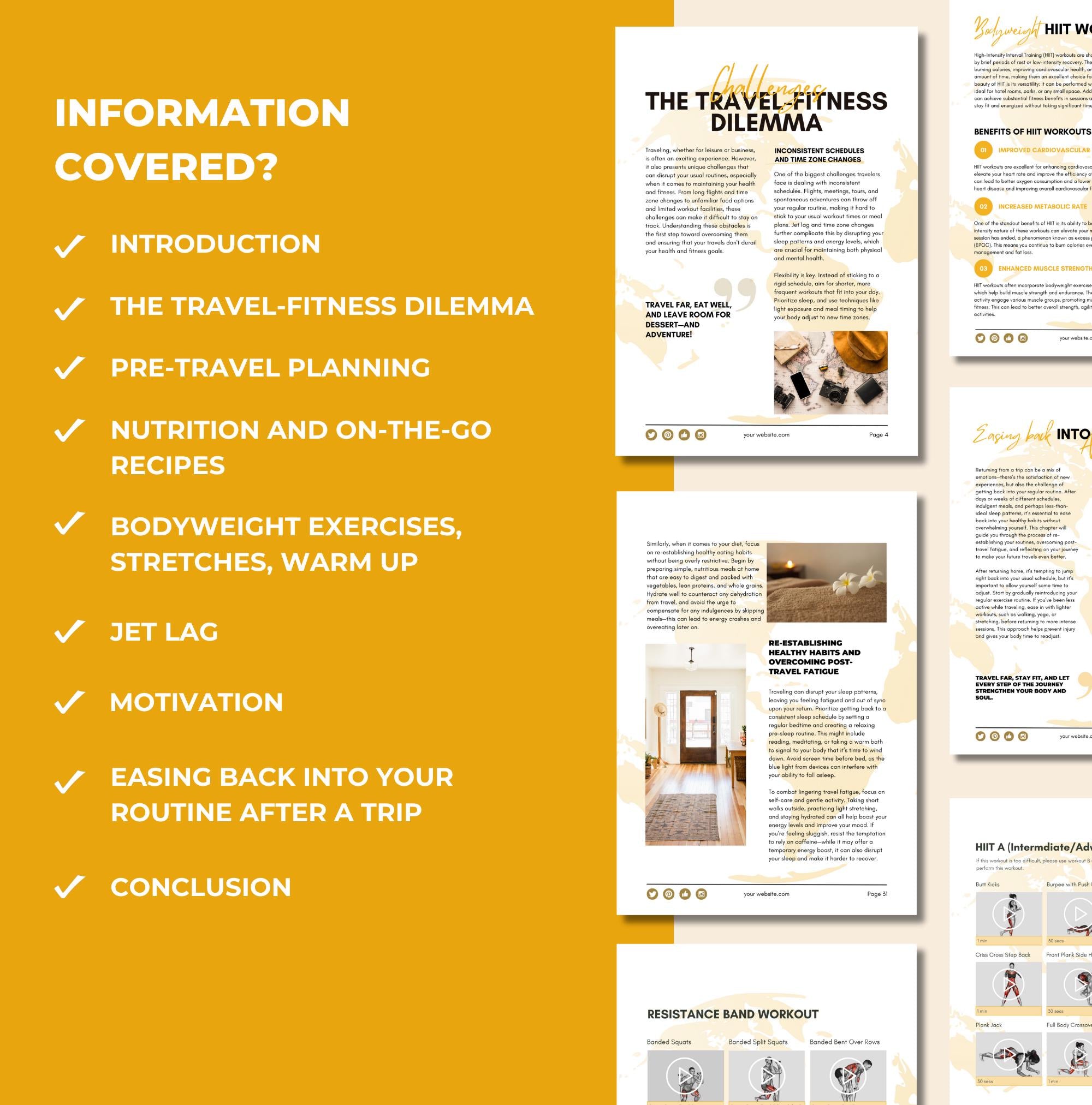 list of done-for-you chapters included in this travel guide. canva eBook template, PLR digital product