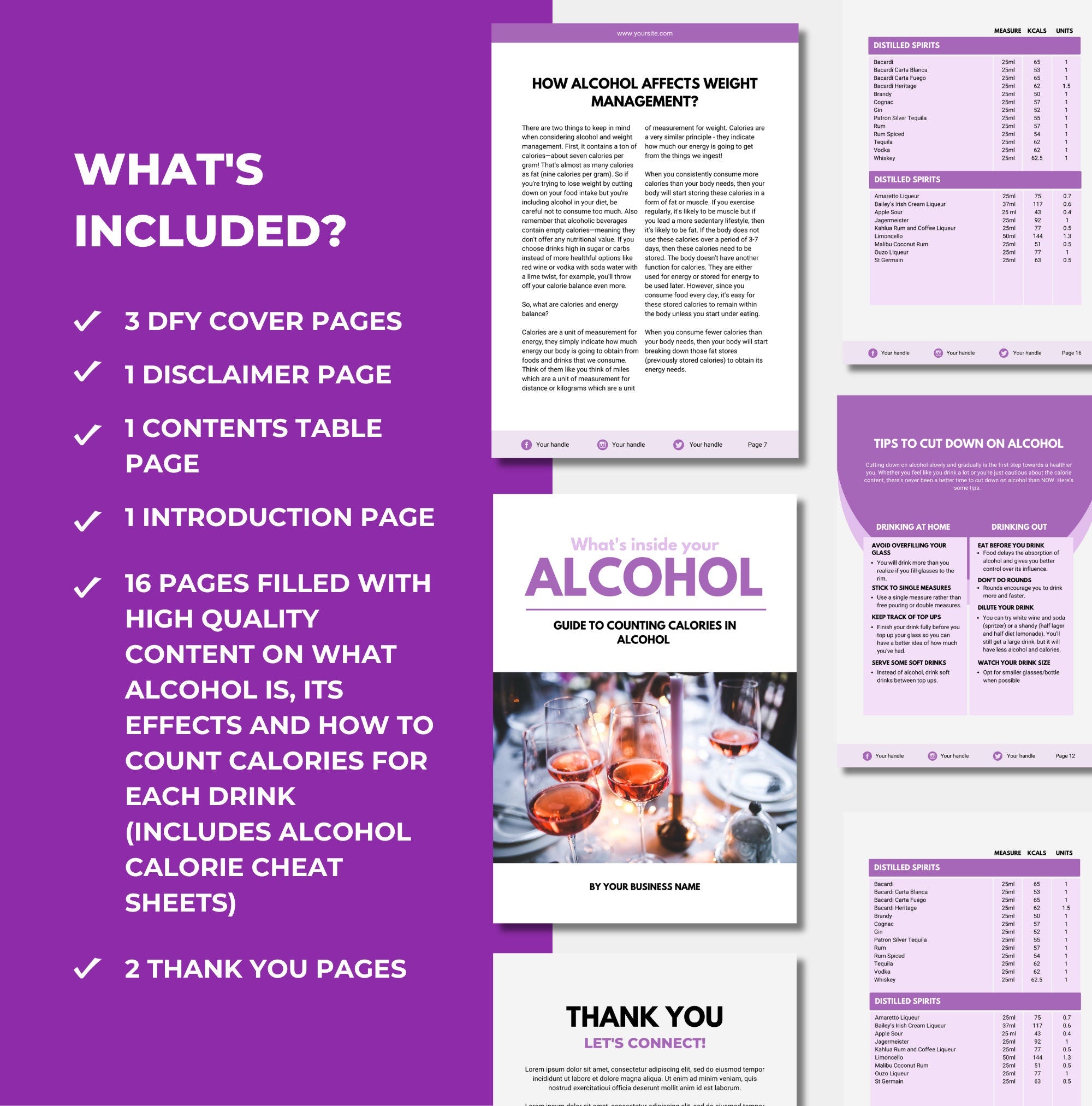 pages anc content included in this alcohol guide, canva eBook template, plr digital product