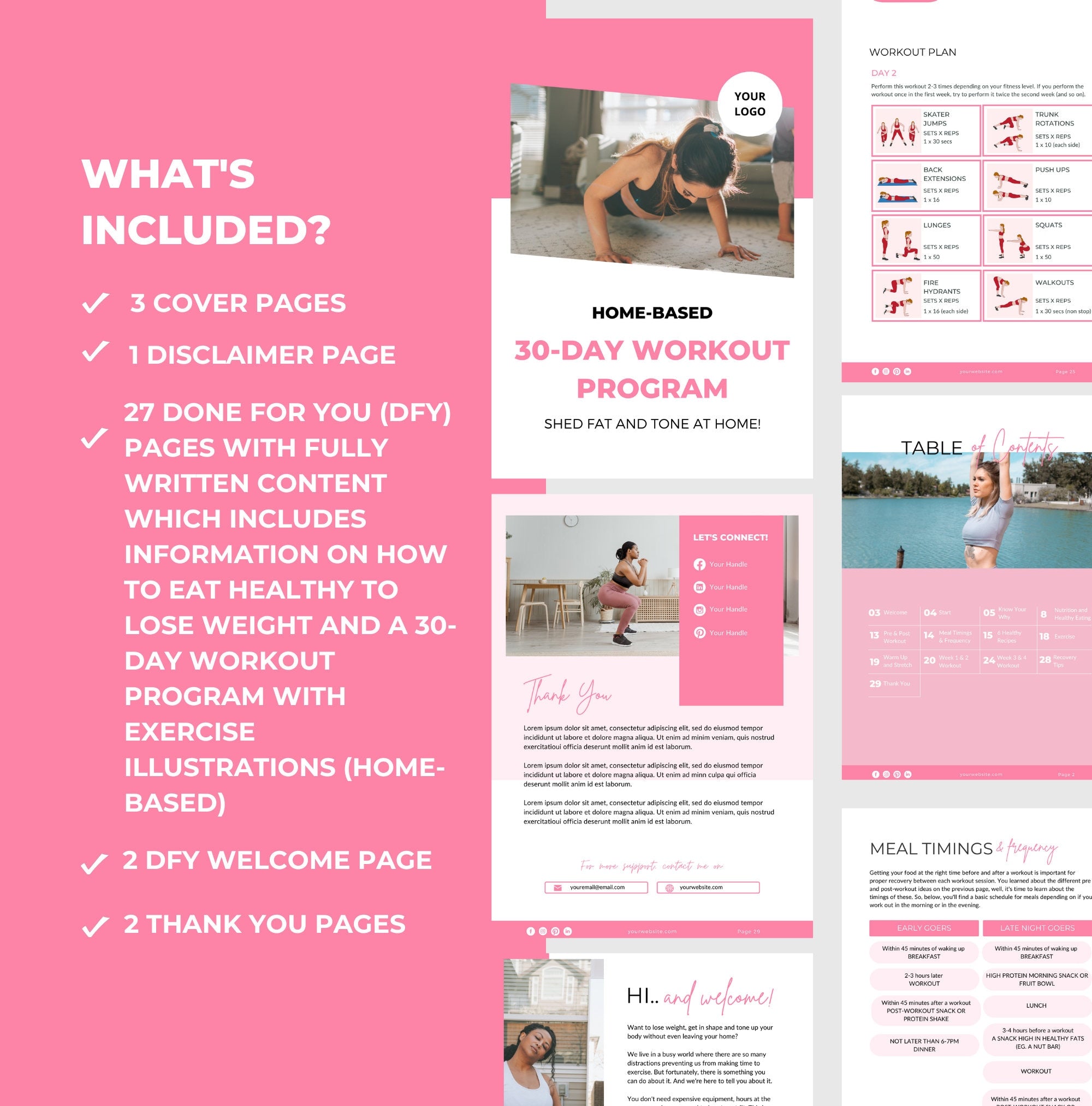 preview of pages and content included with this plr workout plan