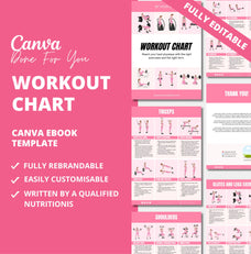 Pink Workout Chart, PLR Digital Product, Canva eBook Template