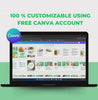 preview of the whole 7-day Vegan Meal Plan Template, PLR Digital Product, Canva Template