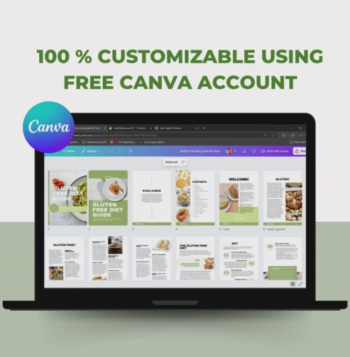 Gluten-Free Diet Guide, PLR Digital Product, Canva eBook Template