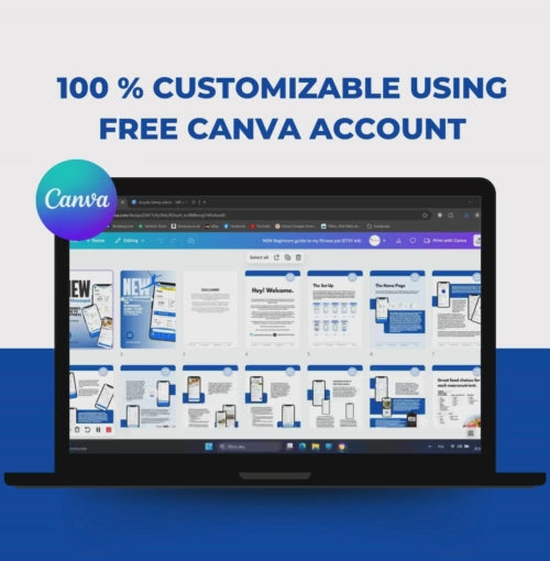 preview of the whole MyFitnessPal Guide, PLR Digital Product, Canva eBook Template