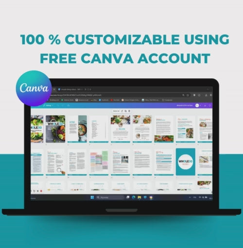preview of the whole WHOLE30 Diet, PLR Digital Product, Canva eBook Template