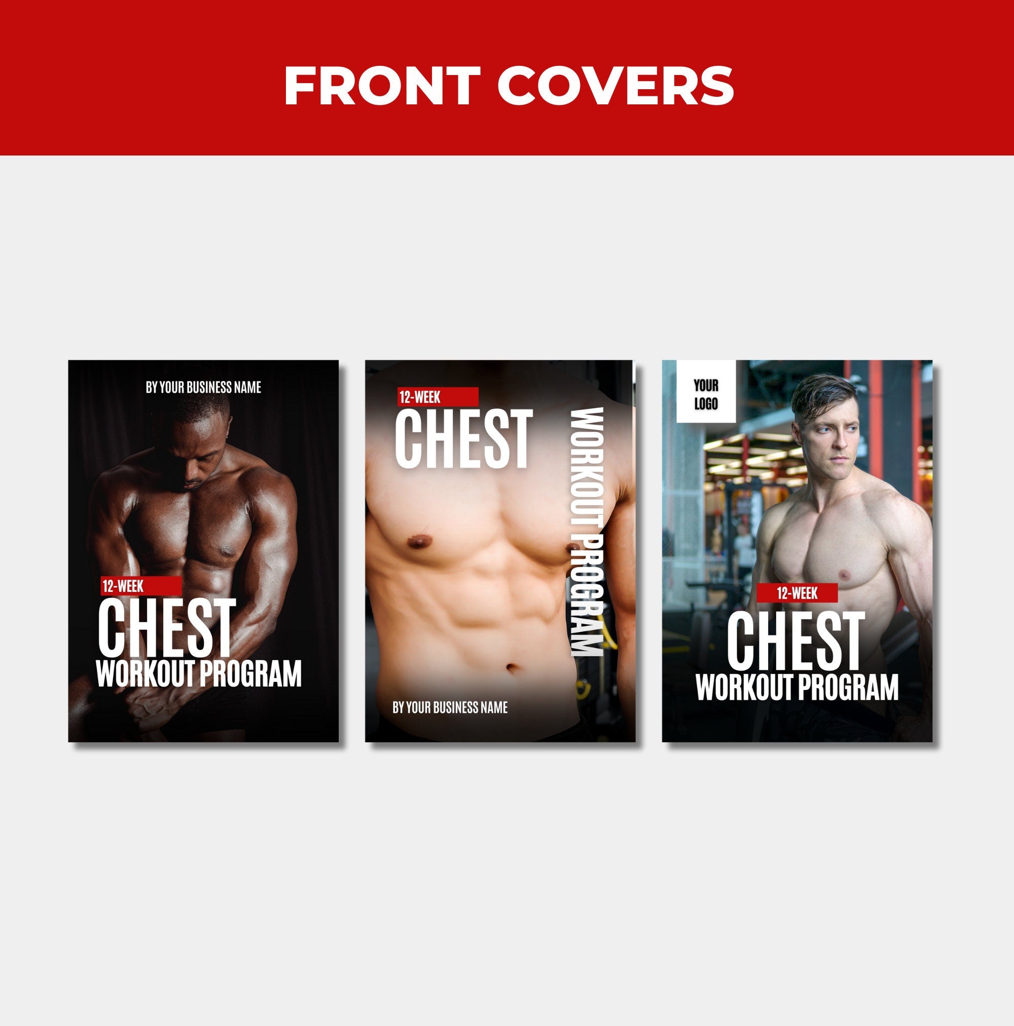 preview of front covers included in this chest workout plan