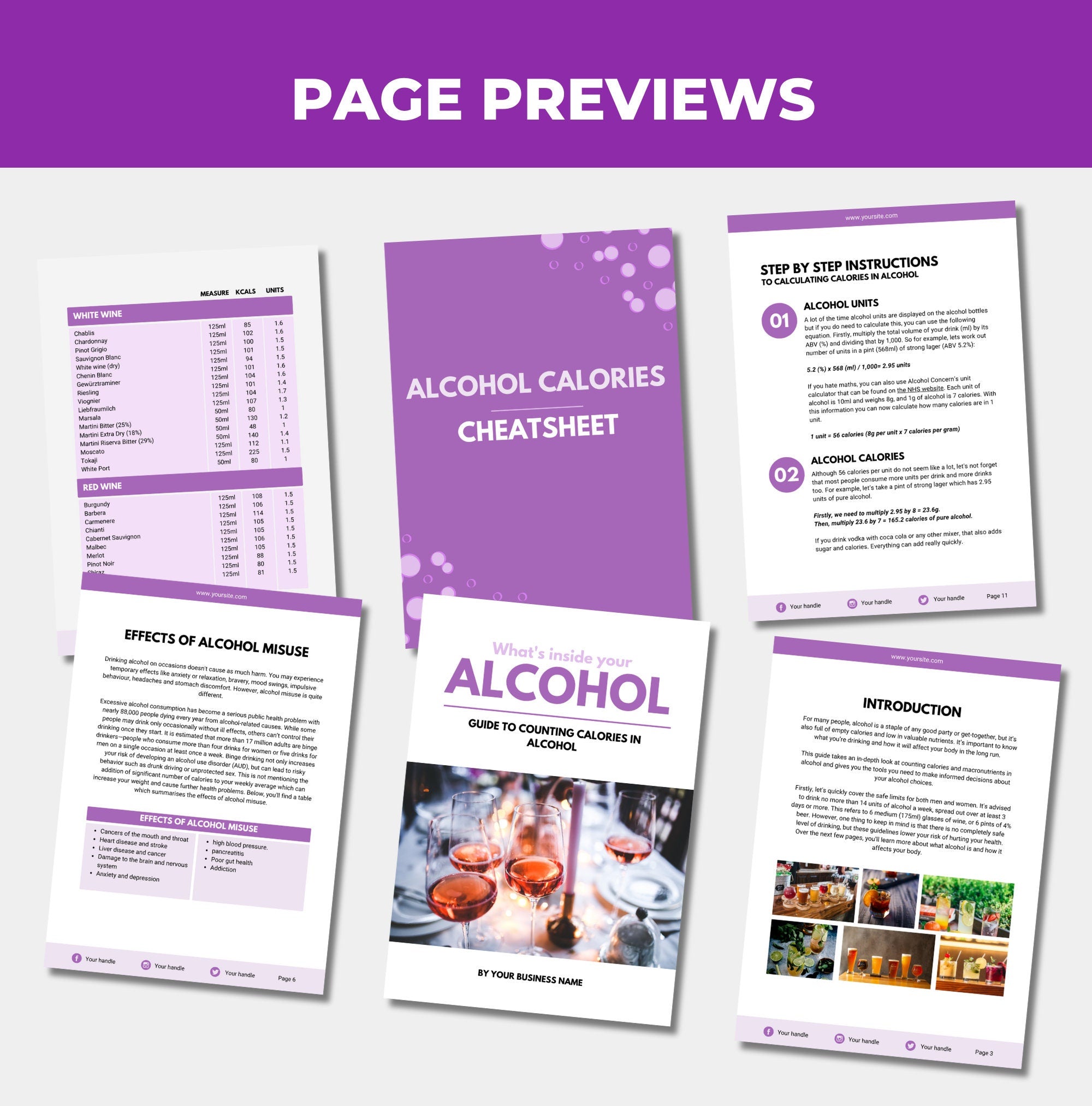 preview of pages included with this canva eBook template, plr digital product