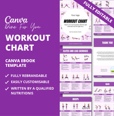 Purple Workout Chart, PLR Digital Product, Canva eBook Template