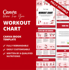 Red Workout Chart, PLR Digital Product, Canva eBook Template