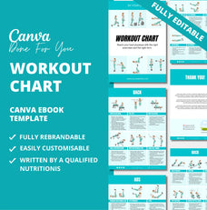 Turquoise Workout Chart, PLR Digital Product, Canva eBook Template