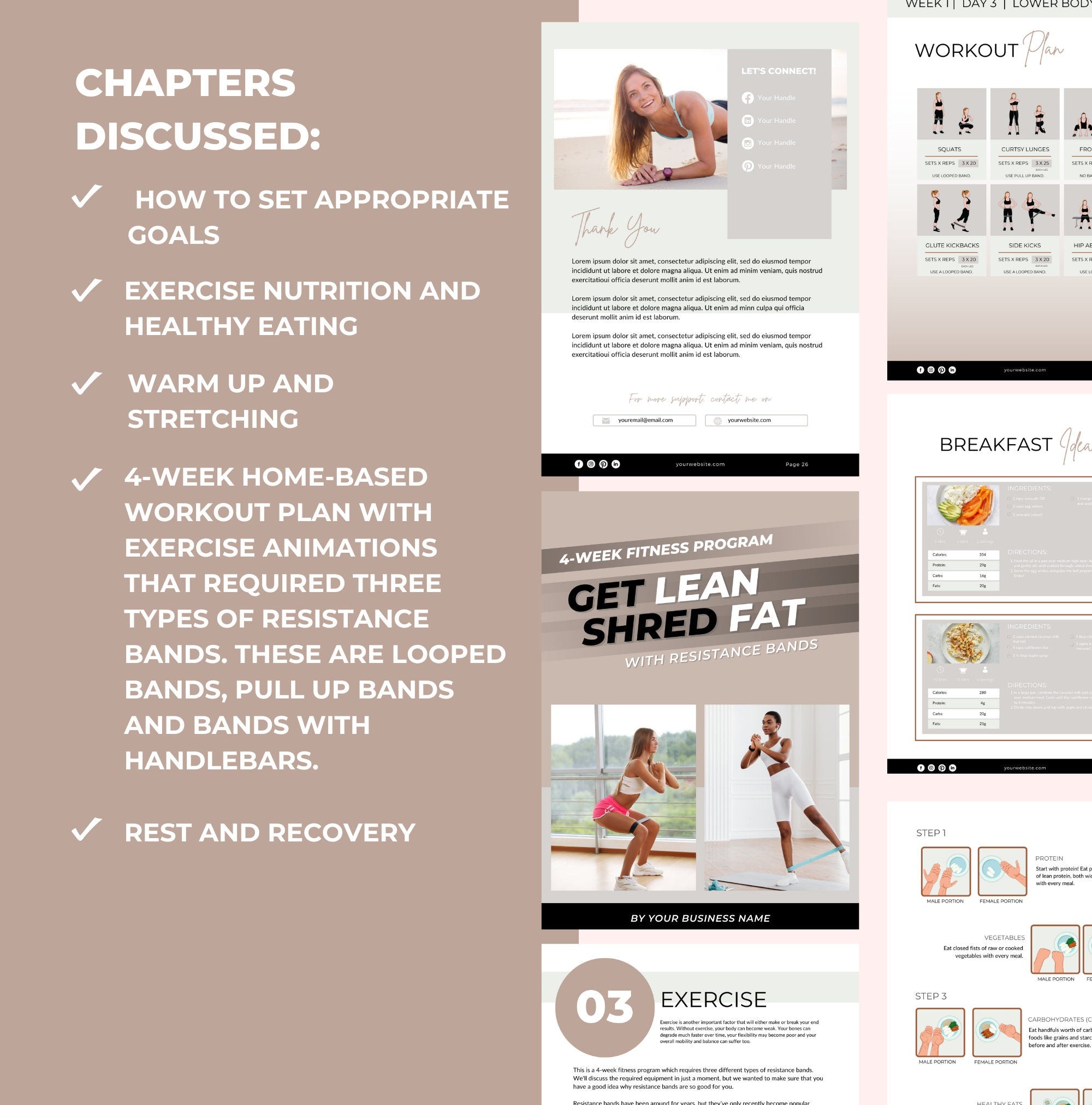 preview of what chapters are included in this workout plan, plr digital product