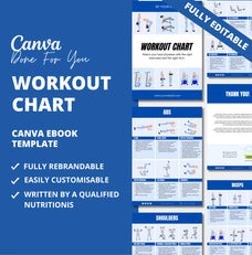 Blue Workout Chart, PLR Digital Product, Canva eBook Template